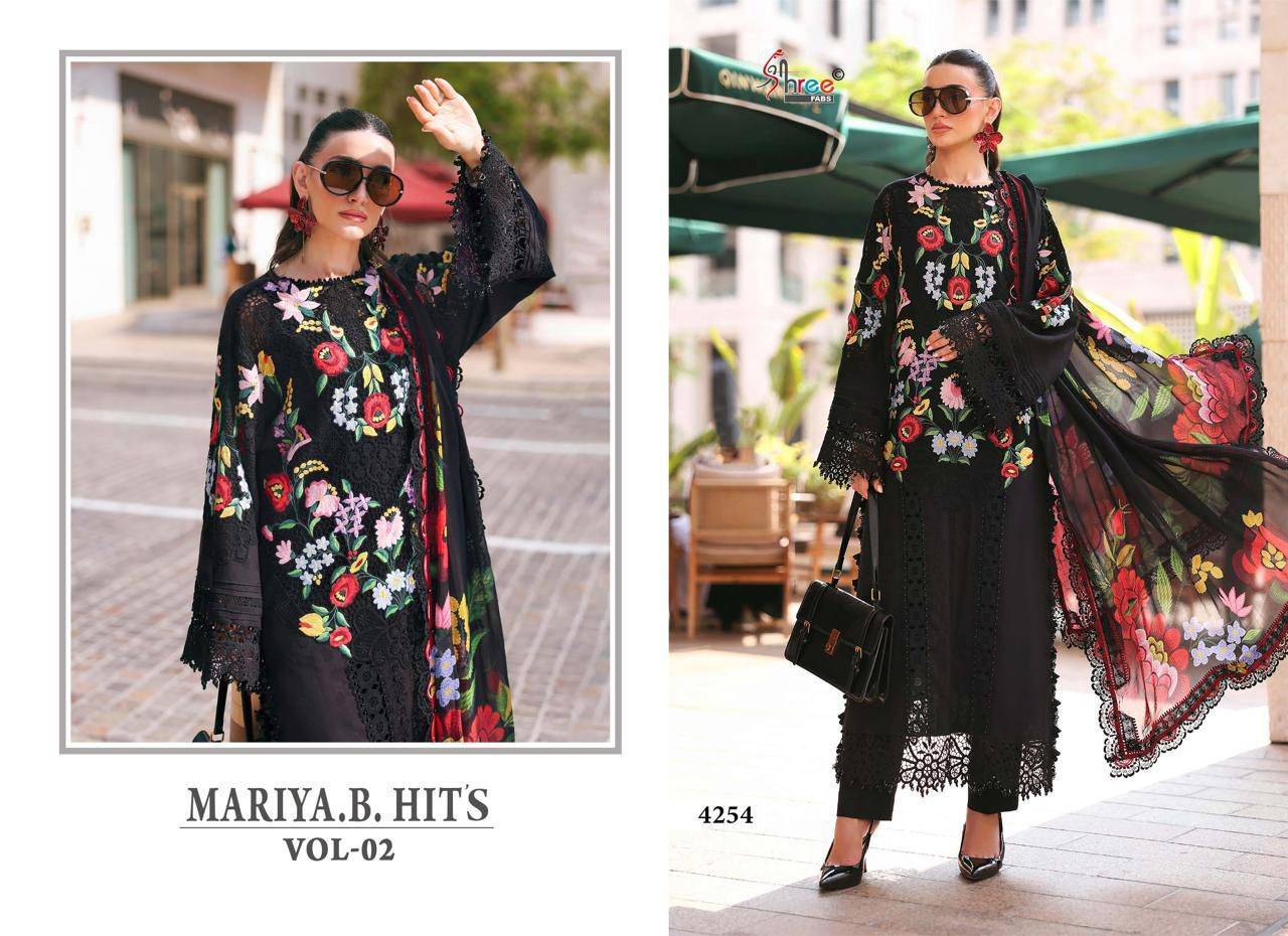 MARIYA.B.HITS VOL-2 BY Shree fabs 4254 TO 4255 SERIES Pakistani Stylish Beautiful Colourful Printed & Embroidered Party Dresses At Wholesale Price